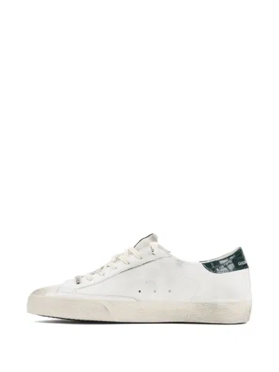Golden Goose Super-star White Low Top Sneakers With Embossed Logo And Contrasting Heel Tab In Leather Man In White