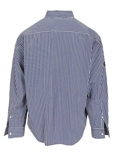 Balenciaga Poplin Shirt Striped Long Sleeves Pocket In Blue