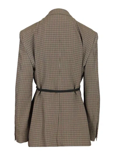 Balenciaga Tailored Wrap Jacket With Checkered Design For Women In Green