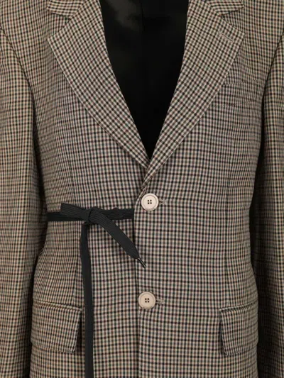 Balenciaga Tailored Wrap Jacket With Checkered Design For Women In Green