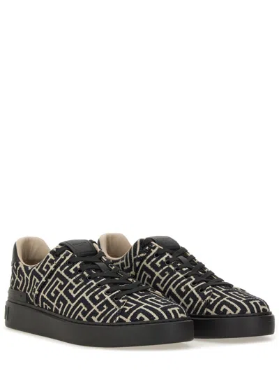 Balmain B Court Monogram Jacquard Low Top Sneaker In Black