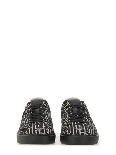 Balmain B Court Monogram Jacquard Low Top Sneaker In Black