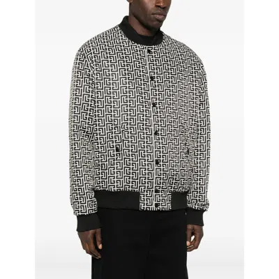 Balmain Reversible Patterned Bomber Jacket In White