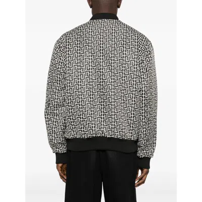 Balmain Reversible Patterned Bomber Jacket In White