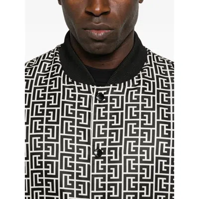 Balmain Reversible Patterned Bomber Jacket In White