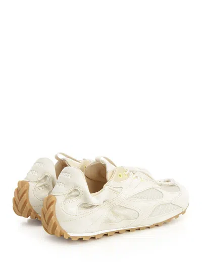 Bottega Veneta Orbit Suede Mesh Low-top Sneakers In White
