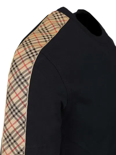 Burberry Ekd Embroidered Checked-band T-shirt In Black