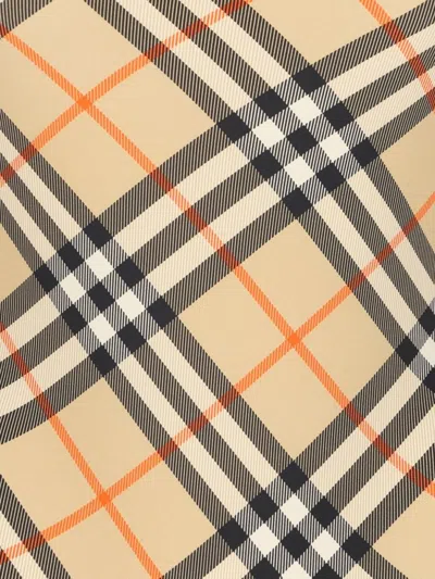 Burberry Women Nylon One-piece Swimsuit With Check Print In Neutral