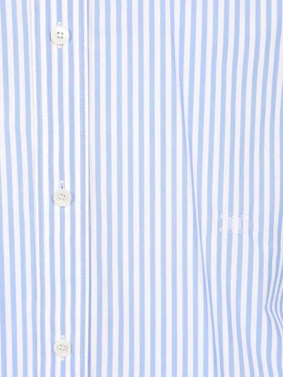 Celine Shirt Button Down Collar Striped Pattern In Blue