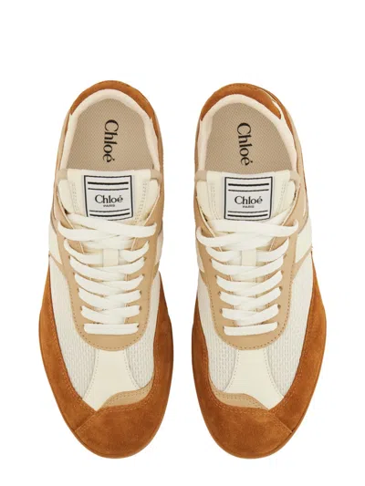 Chloé Kick Brown Sneaker With Logo Patch On The Tongue And Logo Lettering On The Back In Fabric And Suede  In Multi