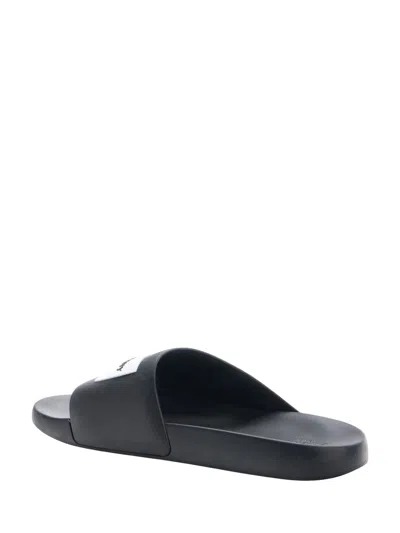 Givenchy Label Flat Mules In Black Rubber Women In Black