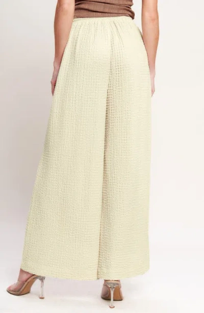 Flying Tomato Drawstring Textured Wide Leg Pants In Neutral