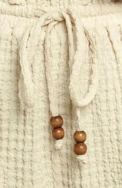 Flying Tomato Drawstring Textured Wide Leg Pants In Neutral