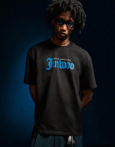 Bershka Solo Leveling Short Sleeve Print T-shirt In Black