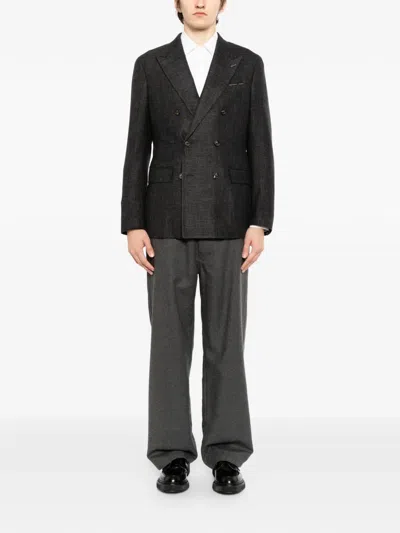 Eleventy Double-breasted Blazer In Black