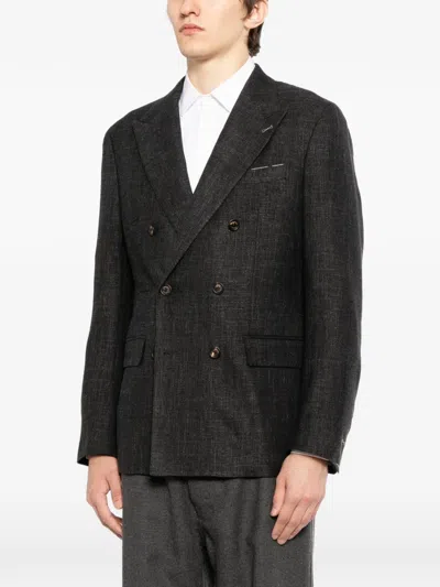 Eleventy Double-breasted Blazer In Black