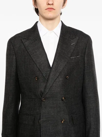Eleventy Double-breasted Blazer In Black