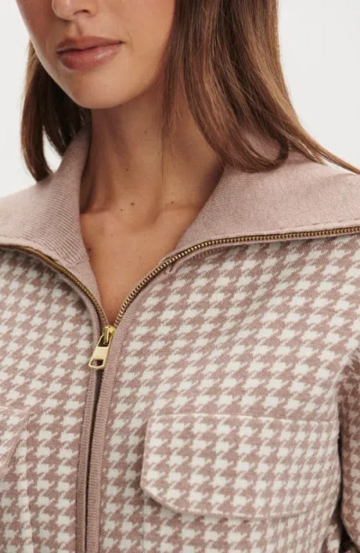 Varley Ablett Houndstooth Jacquard Zip Cardigan In Multi