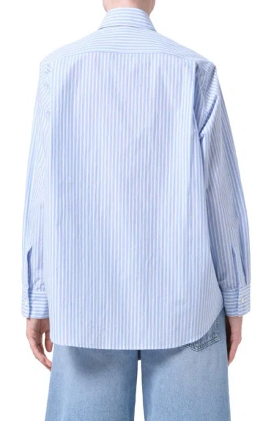 Agolde Aris Stripe Button-up Shirt In Blue