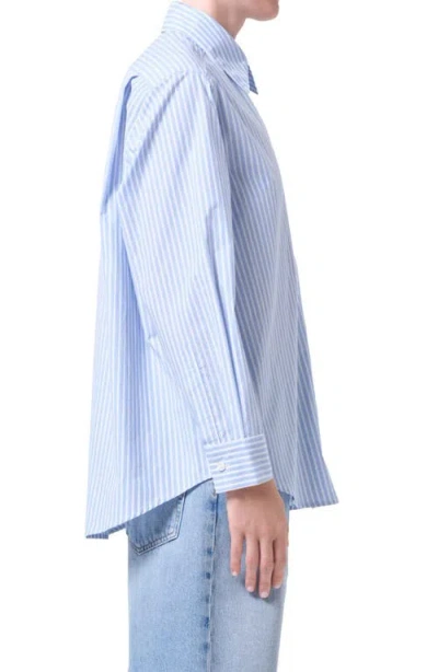 Agolde Aris Stripe Button-up Shirt In Blue