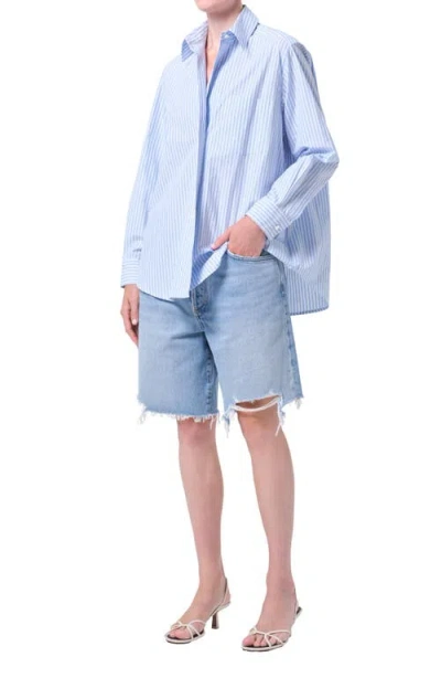 Agolde Aris Stripe Button-up Shirt In Blue