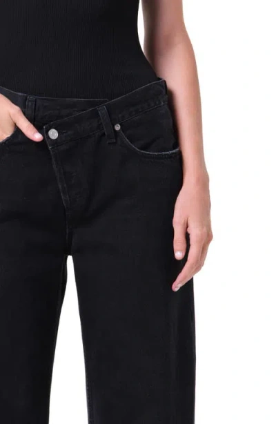 Agolde Arc Criss Cross Asymmetric Straight-leg Jeans In Black