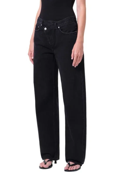 Agolde Arc Criss Cross Asymmetric Straight-leg Jeans In Black