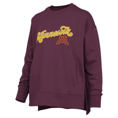 Pressbox Maroon Minnesota Golden Gophers Bonanza Chenille Harper Script Sweatshirt In Multi
