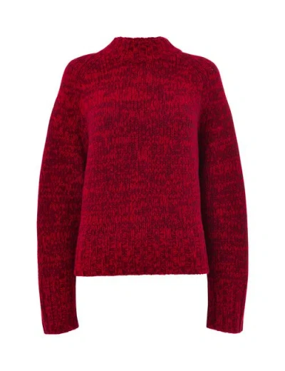 Whistles Chunky Wool Fleck Knit Sweater In Red
