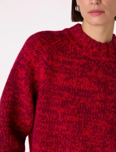 Whistles Chunky Wool Fleck Knit Sweater In Red