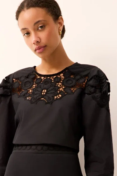 Marie Oliver Dori Lace Long-sleeve Blouse In Black