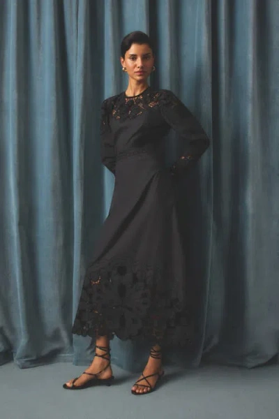 Marie Oliver Dori Lace Long-sleeve Blouse In Black