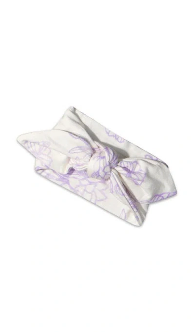 Everly Grey Ruffle Romper & Head Wrap Set In Purple