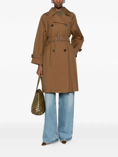 Max Mara Double-breasted Belted Coat In Brown