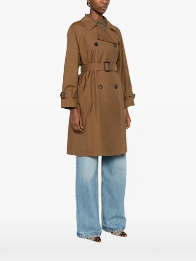 Max Mara Double-breasted Belted Coat In Brown