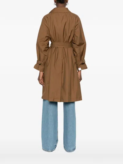 Max Mara Double-breasted Belted Coat In Brown