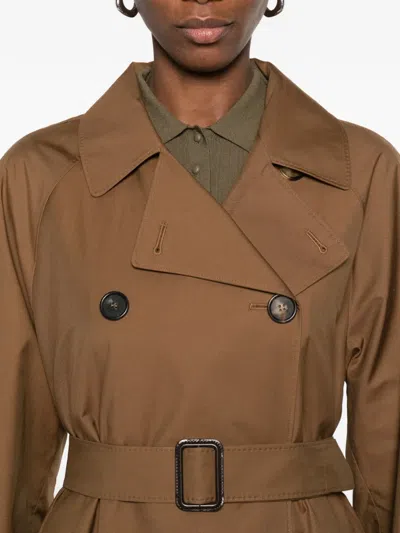 Max Mara Double-breasted Belted Coat In Brown