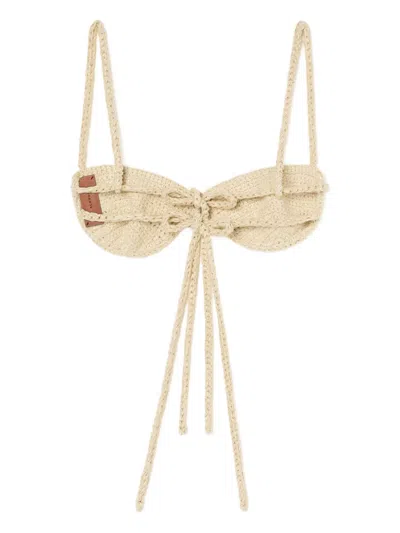 Alanui Balconette Self-tie Bra In Neutral