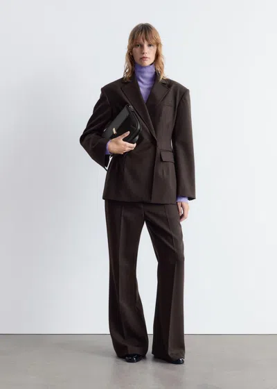 & Other Stories Wool Look Double Breasted Blazer In Brown