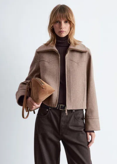 & Other Stories Cropped Wool Jacket In Brown