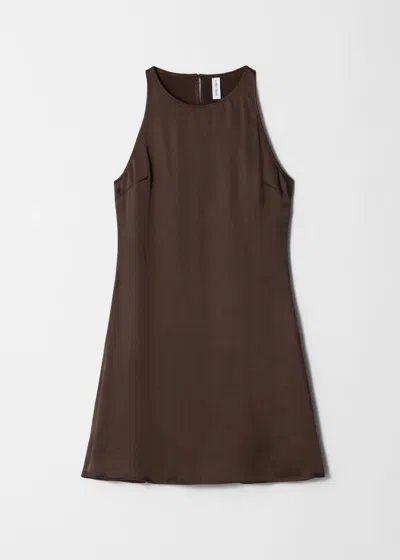 & Other Stories Bias Cut Satin Mini Dress In Brown