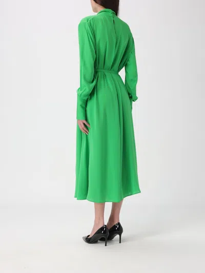 Tom Ford Washed Silk Georgette Long Sleeve Draped Collar Belted Dress With Cut-out In Green