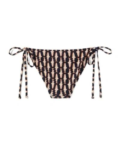 La Doublej Fish-print Bikini Bottom In Black