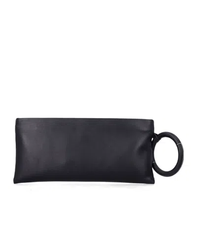 Tom Ford Aura Leather Clutch Bag With Lettering Logo On The Front In Black