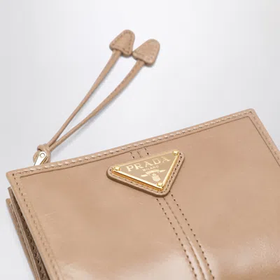 Prada Triangle-logo Bi-fold Wallet In Brown