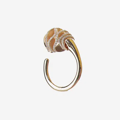 Bottega Veneta Drop Cubic Zirconia Ring In Gold
