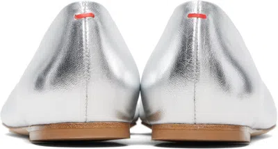 Aeyde Satin Leather Ballet Flats In Silver