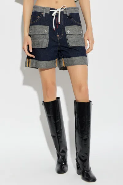 Dsquared2 Pocket Drawstring Cargo Shorts In Blue