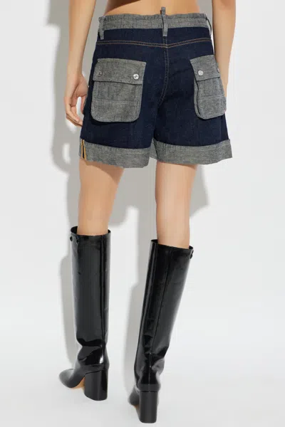 Dsquared2 Pocket Drawstring Cargo Shorts In Blue