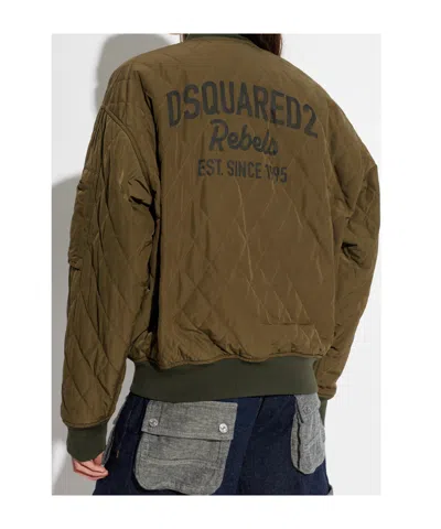 Dsquared2 Quilted Bomber Jacket In Green